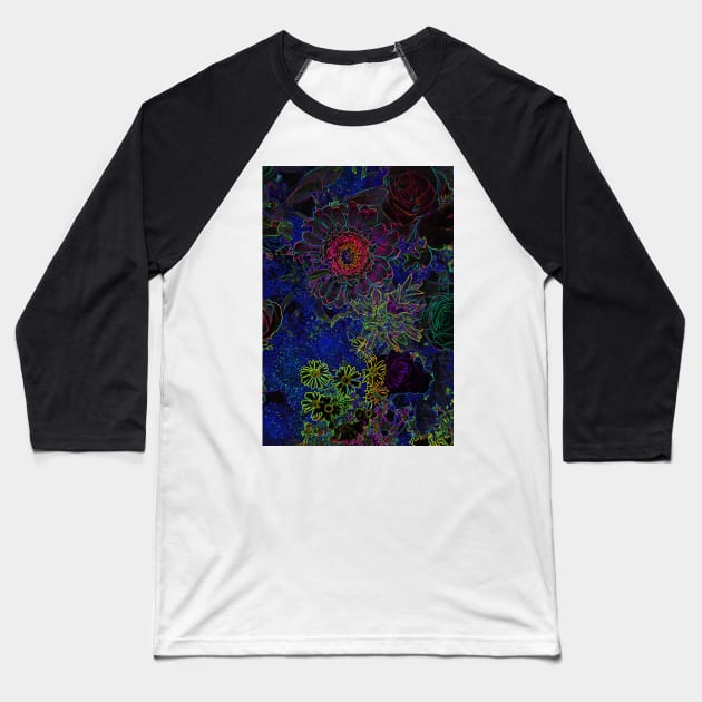 Black Panther Art - Flower Bouquet with Glowing Edges 22 Baseball T-Shirt by The Black Panther